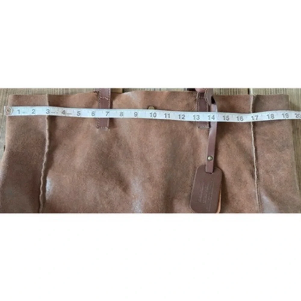 Vera Pelle Brown Suede‎ Tote Handbag Chestnut Carryall Leather Purse Italy Boho